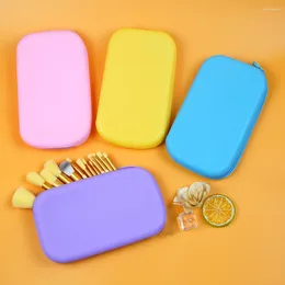 Bolsas de cosméticos bolsa de almacenamiento de silicona suave soporte para brochas de maquillaje organizador impermeable de gran capacidad viaje al aire libre cuadrado