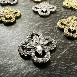 10 Stück Luxus Zirkon vierblättriges Kleeblatt Nagel Charm 105 mm vierblättrige Blume Kristall Dekoration Diamant Zubehör für Nägel Versorgung 240113