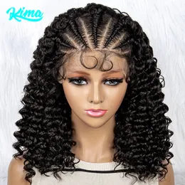 Pleciony syntetyczny koronkowy front z dziecięcymi włosami dla czarnych kobiet Kinky Curly Bob 240113