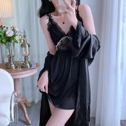 여자 잠자기 잠옷 잠옷 나이트 드레스 나이트거 2 피스의 섹시한 고삐 카나리 여성 레이스 엣지 한국 버전 홈