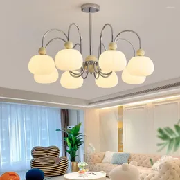 Lustres estilo nórdico lustre acrílico para quarto sala de estar escritório cromo bege g9 decoração de casa lâmpada placa de teto boom