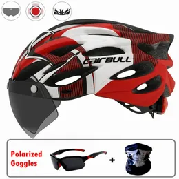 Hjälmar 2023 Cairbull Ultralight Cycling Helm med avtagbara visirglasögon Bike TAILLight IntergrallyMolded Mountain Road MTB Helmets