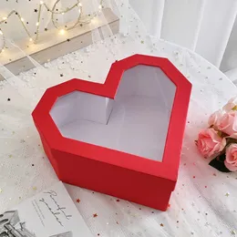 Wedding Decoration Heart Shaped Gift Box With Clear Window Valentines Day For Rose Flower Jewelry Display Packing Boxes 240113
