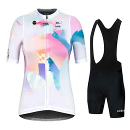 Salexo Summer Womens Cycling Jersey Bib Shorts 세트 마모 레이싱 자전거 의류 키트 Feminino Bicycle Clothes Suits 240113