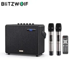 الميكروفونات blitzwolf bwwoo3 60W مكبر صوت لاسلكي شريط الصوت bt v5.0 المحمولة باس الثقيلة aux wirelely microphone مكبرات صوت خارجية