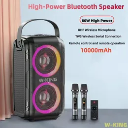 Altoparlanti WKing 80W HighPower Karaoke Presa esterna portatile RGB 360 Stereo Surround Subwoofer wireless Radio FM Altoparlante Bluetooth TWS