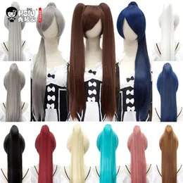 HSIU 80 cm langer, gerader Schwanzclip für Cosplay, Hochtemperaturfaser, Synthetik, Anime, Party, 14 Farben, 240113