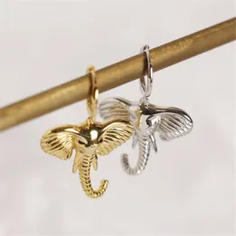 Orecchini pendenti in argento/colore oro 18 carati per le donne orecchino elefante cerchio Brincos Femme Pendientes Mujer accessori gioielli alla moda