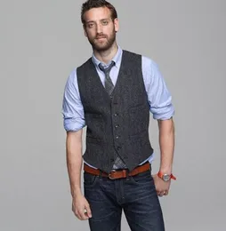 Cheap Gray Men Vests 2019 Groomsman Vest Wool Custom Formal Wedding Waistcoat Country Groom Vests7226008