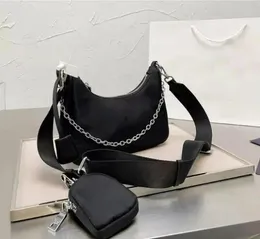 Clássico de três peças triângulo refeito caixa de presente de nylon cartão de fatura chaincleo sa fino designer conjunto feminino carteira masculina moda bolsa embreagem bolsa de luxo