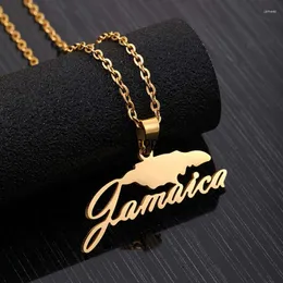 Pendant Necklaces Fashion 18K Gold Plated Stainless Steel Countries Map Jamaica Choker Necklace For Women Men