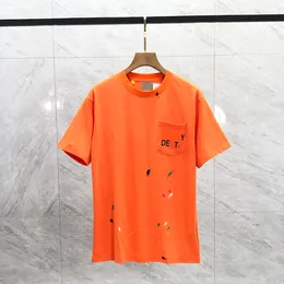 Ny herrdesigner T-skjortor Orange Pocket Letter Fashion Kort ärm Lyxbrevmönster T-shirt S-XXL