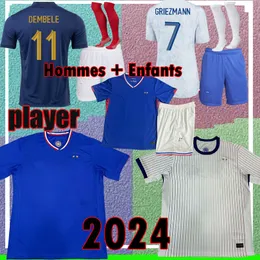 Maillot de football France jersey 2024 Soccer Jerseys French BENZEMA FRANCE Football shirts MBAPPE GRIEZMANN CAMAVINGA maillot foot kit MEN kids francia