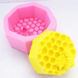 BPA Free Handmade Soap Mold 3D Bee Honeycomb Soaps Chocolate Jelly Cake Making Molds Silicone Soap Molds 122212