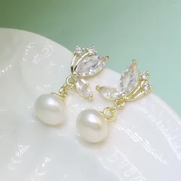 Orecchini pendenti Perla d'acqua dolce naturale Farfalla Nappa di cristallo Eardrop per le donne Gioielli con ciondoli Dolce romanticismo Accessori per feste Regalo