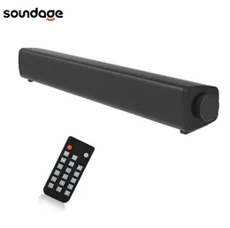 Högtalar Soundage Wireless Bluetooth -högtalare 3D Stereo Sound Surround Soundbar med fjärrkontroll för PC/TV/telefon