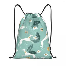 Shopping Bags Cute Greyhound And Butterfly Drawstring Backpack Men Lightweight Whippet Sighthound Dog Gym Sports Sackpack Sacks For Yoga