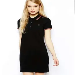 Designerkleid Sommer Kurzarm Damen Tennis Golf Polokragen A-Linie Designerkleider