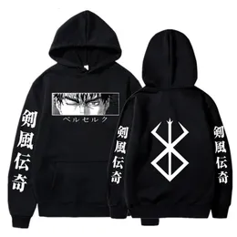 Japão anime berserk hoodies outono inverno manga longa unisex harajuku pullovers streetwear manga gráfico y2k roupas moletom 240115