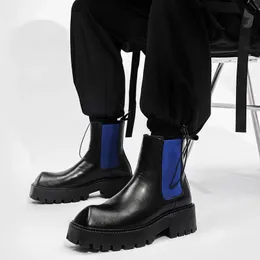 Marken-Plateau-Oxford-Herrenstiefel, Größe 38–44, Chelsea-Stiefel, hochwertige Lederschuhe für Herren, handgefertigt, schwarze Herren-Stiefelette 240115