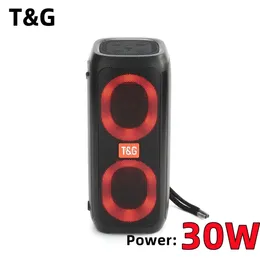 Alto-falantes TG333 30W Caixa de Som Bluetooth Speaker Dual Music Player Cartão Ao Ar Livre Subwoofer Sem Fio RGB Luz Colorida com Rádio FM AUX