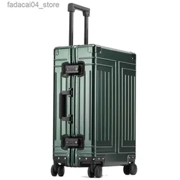 Resväskor toppkvalitet Aluminium Travel Bagage Business Trolley Suitcase Bag Spinner Boarding Carry On Rolling Bagage 20/24/26/29 Inch Q240115