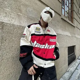 Amerikanischen Stil Druck Buchstaben Bomber Jacke Racing Anzug Männer Frühling Herbst Lose Paar Jacke Streetwear Koreanische Mode 240113