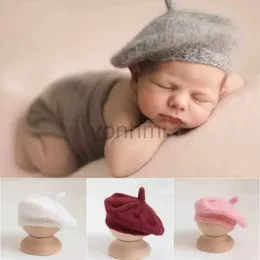 Caps Hats Newborn Photography Props Baby Knitted Crochet Berets Mohair Bonnet Hat Fotografia Accessories Studio Shooting Photo Props zln240115