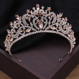 Headbands Barok Vintage Kristal Taç Tiaras Kraliçe Gelin Diadem Headdress Prom Düğün Saç Takı Süsleri Gelin