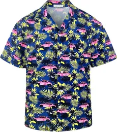 AINIKO Herren-Hawaii-Hemd mit kurzen Ärmeln, lockere Passform, Blumendruck, tropischer Kreuzfahrt-Strand-Knopf, Aloha-Hemd
