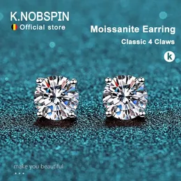 Knobspin 2.0ct Earring for Women Lab 자란 다이아몬드 귀 스터드 925 스털링 실버 파인 보석 선물 240113