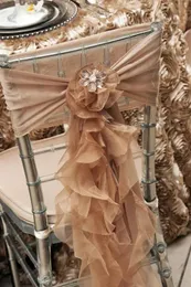 Capas 2016 organza babados cadeira de casamento faixas vintage romântico chiffon cadeira cobre floral suprimentos de casamento luxuoso acessório de casamento