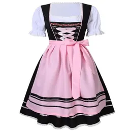 Akcesoria kostiumowe panie Oktoberfest Dirndl Taverniere Festival Carnival Deguisement Krótka 3pc kelnerka piwo dziewczyno dziewczyna Fancy Dre243n