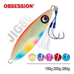 Metal lento jigging isca brilho 150g 200g 260g peixe caindo gabaritos passo de pesca de água salgada pesca pescador isca dura enfrentar 240113