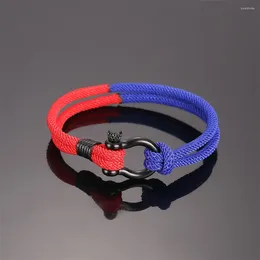 Charm Bracelets Trendy Stainless Steel Sport For Men Women Red Blue Rope Nautical Survival Shackle Bracelet Lucky Line Boyfriend Gifts