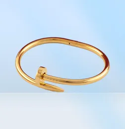 커프 뱅글 Juste Juste A Clou Nail Bracelet Luxury 보석 Cuff Bangleset Auger Lovers 남자와 여자 16 19 cm 골드 로즈 티타늄 스틸 5125133