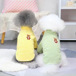 Hundebekleidung, Heimtierbedarf, modische gestreifte Kleidung, Herbst, warmer zweibeiniger Teddy-Pullover, koreanische Version des niedlichen Welpen-Unterhemds