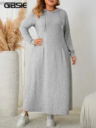 Podstawowe sukienki swobodne Gibsie-Robe Capuche Femme Longo Ligne Ligne A Streetwear Grande Gris uni exximit WString Automne Hiver YQ240115