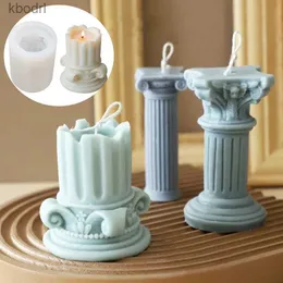 Strumenti artigianali Stile europeo Retro Colonna romana Candela Stampo in silicone Fatto a mano Stampi da forno fai-da-te Stampo per sapone in gesso Decorazione regali di Natale YQ240115