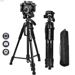 Tripods Phone Travel Self Tripod Aluminum Tall 55 140CM Stand With Quick Plates Mount Pan Head For Nikon DSLR SLR Digital CameraL240115