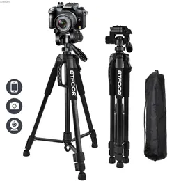 Tripods Phone Travel Travel Self Tripod Aluminium Stand 55 140cm مع PANS HEAD HEAD FOR NIKON DSLR SLR CAMERAL240115