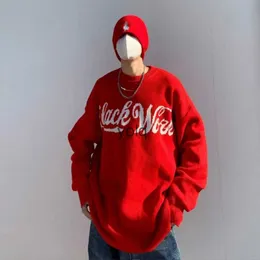 Felpe con cappuccio da uomo Felpe Autunno e inverno nuovo maglione rosso da uomo tempio ammaccatura modelli di coppia fondo tondo ne pullover all-match maglieria tideyolq