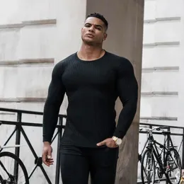 Spring Fashion Mens Oneck Sweaters Black Strips Elasticity Knitted Pullovers Men Solid Sports Male Slim Fit Knitwear 240115