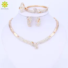 Hochzeit Braut Kristall Schmuck Set für Frauen Party Mode Halsband Halskette Vintage Dubai trendige Accessoires 240115