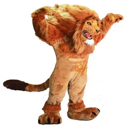 Long Fur Lion Mascot Costume Party Fursuit Christmas Parade klänning Vuxen tecknad furry Suit284s