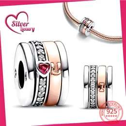 Verklig sterling sier dubbel roterbar söt kärlek passar kvinnor armband charm smycken diy gör