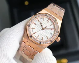 2024 Full a Dial Work Automatic Dating Women Watch 34mm Luxury Fashion Men Full Steel Band Automático 5800 Movimento Mecânico Relógio Gold Silver Casual Watch