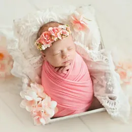 Mantas Bebé Recibe Nacido Pografía Props Stretch Knit Hollow Wraps Hamaca Po Telón de fondo Tela elástica Color sólido