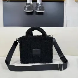 Дизайнерская большая сумка Terry Сумка через плечо Сумка Меховая сумка Сумка Тедди Съемный и регулируемый плечевой ремень Маленькая женская черная сумка