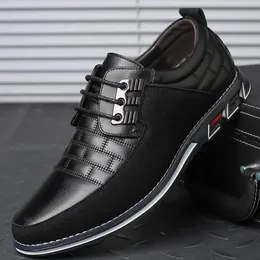 Мужская повседневная обувь, модная брендовая классическая повседневная мужская обувь из искусственной кожи, черная дышащая деловая мужская обувь на шнуровке, большой размер 240113